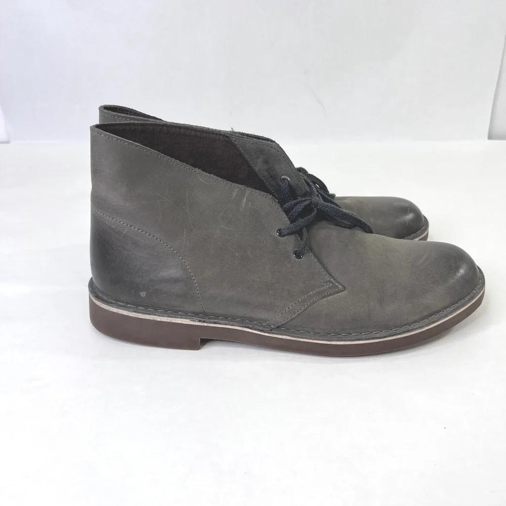 Clarks Bushacre 2 Mens Sz 12 Charcoal Grey Beeswax Leather Chukka Desert Boots